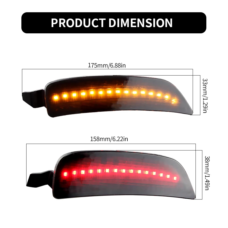 2/4Pcs LED Fender Side Marker Signal Light Yellow Red For Mazda Mx-5 Miata 2016-up Car Accessories Bumper Lamp OEM# NA1J-51-5F0B