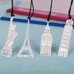 1/4pcs construction series metal hollow bookmark, Leaning Tower of Pisa Big Ben Eiffel Tower Statue of Liberty marker page