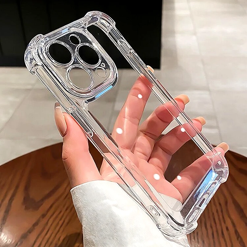 Luxury Clear Shockproof Phone Case For iPhone 11 12 13 14 15 Pro Max Plus Transparent Bumper Cases Cover