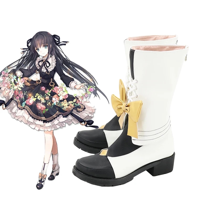 Cos Flower Tairitsu for Anime music game Costume Accessory Shoes Handmade lolita lovely Daily Female mid-calf boot