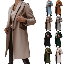 Jocoo Jolee Warm 2022 Solid Color Woolen Coat Women Simple Lapel Coat Casual Office Lady Autumn Winter Windbreakers Overcoat