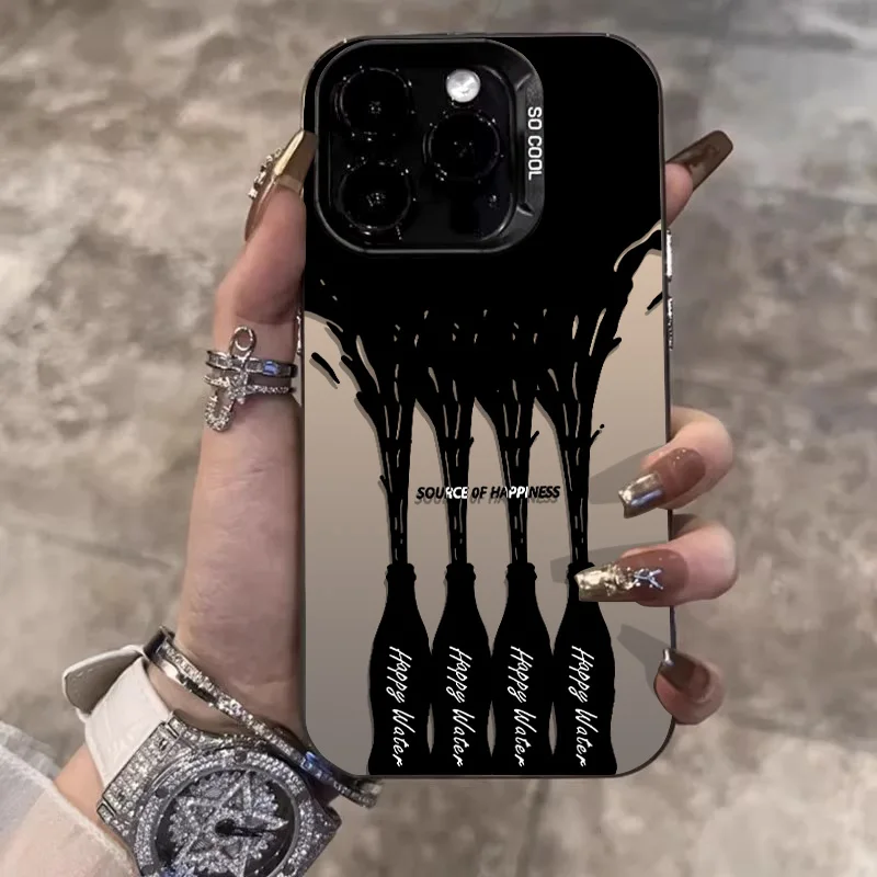 Inkjet Graffiti Bottle Phone Cases For IPhone11 15 Pro 12 13 14 Pro Max X XR XSMax 7/8 Plus SE 2020 Laser Plated Silicone Cover