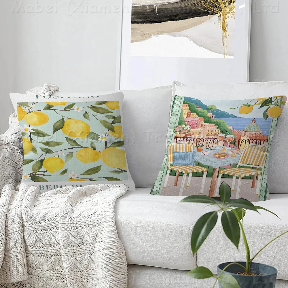 

Positano Lemon Art Pillow Cover For Bedroom Room And Living Room Sofa Decorative Cushion Cover