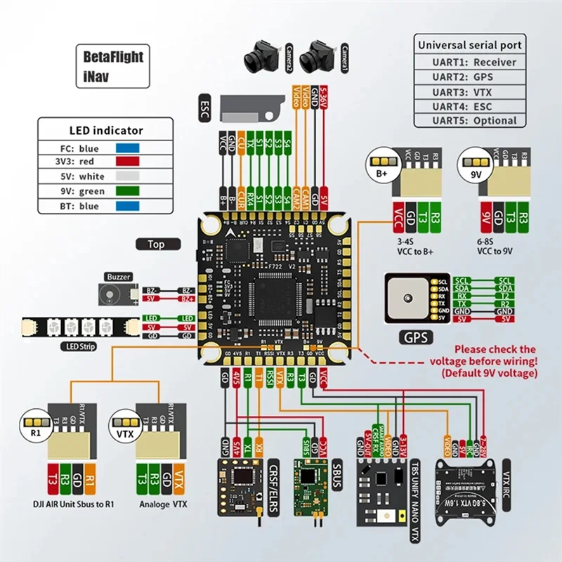 JABS-F722 V2 Управление полетом ICM42688 OSD Черный ящик F722 V2 Модель контроллера полета Самолет