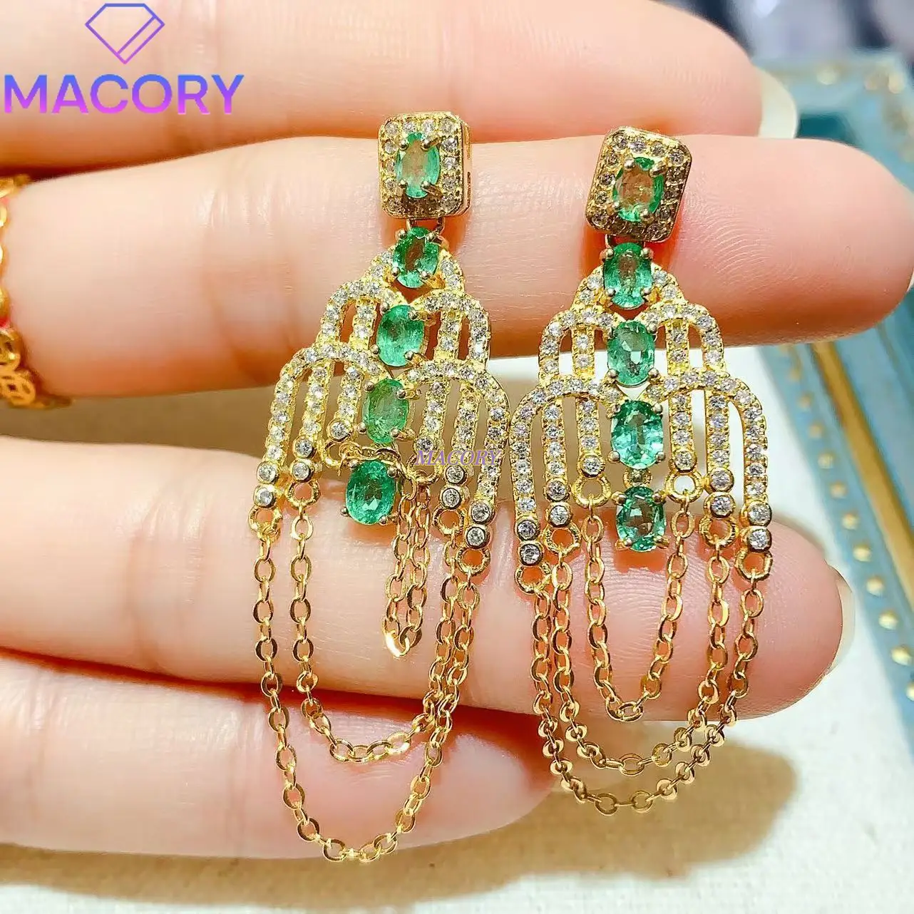 

New Emerald Stud Earrings, King of Green Gemstones, 925 Sterling Silver, Luxury High-End Women's Jewelry with Certificate