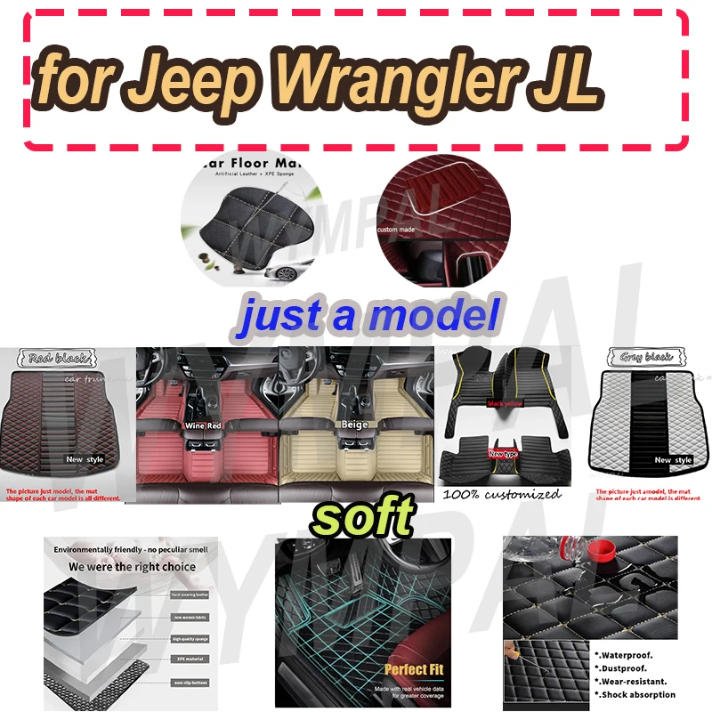 

LUXURY For Jeep Wrangler JL 4 door 2024 2023 2022 2021 2020 2019 2018 Car Floor Mats