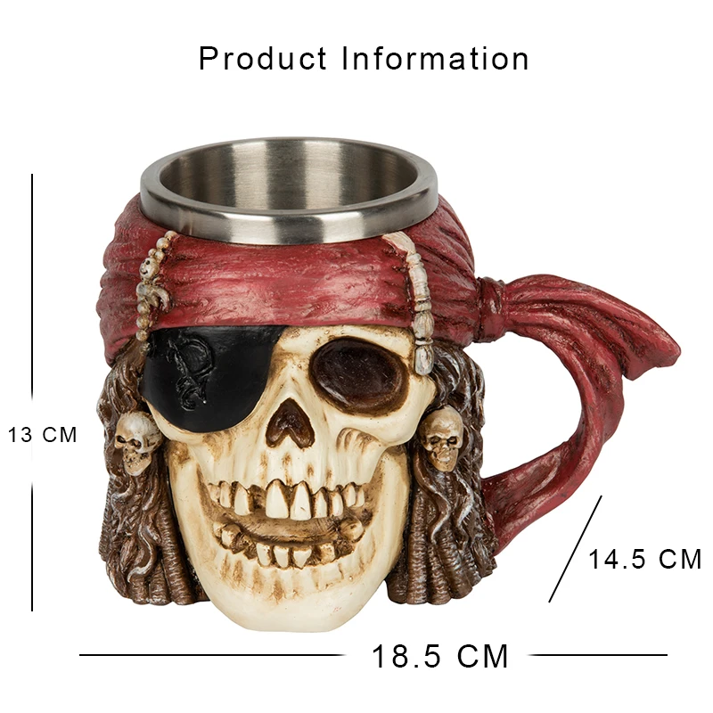 Creative Skull-Shaped Beer Mug Stainless Steel Halloween Themed Glass Unique Ghost Head Cup Stylish Decorative Drinking Glass