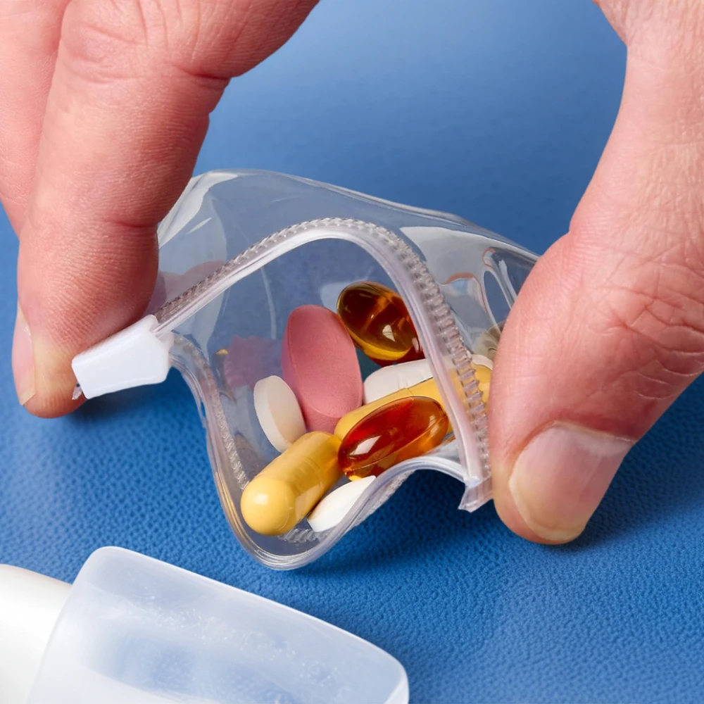7Pcs Mini Cosmetic Organizer，Reusable Zippered Pill Storage，Medicine Bags Travel Pill Bags with Slide Lock for Jewelry and