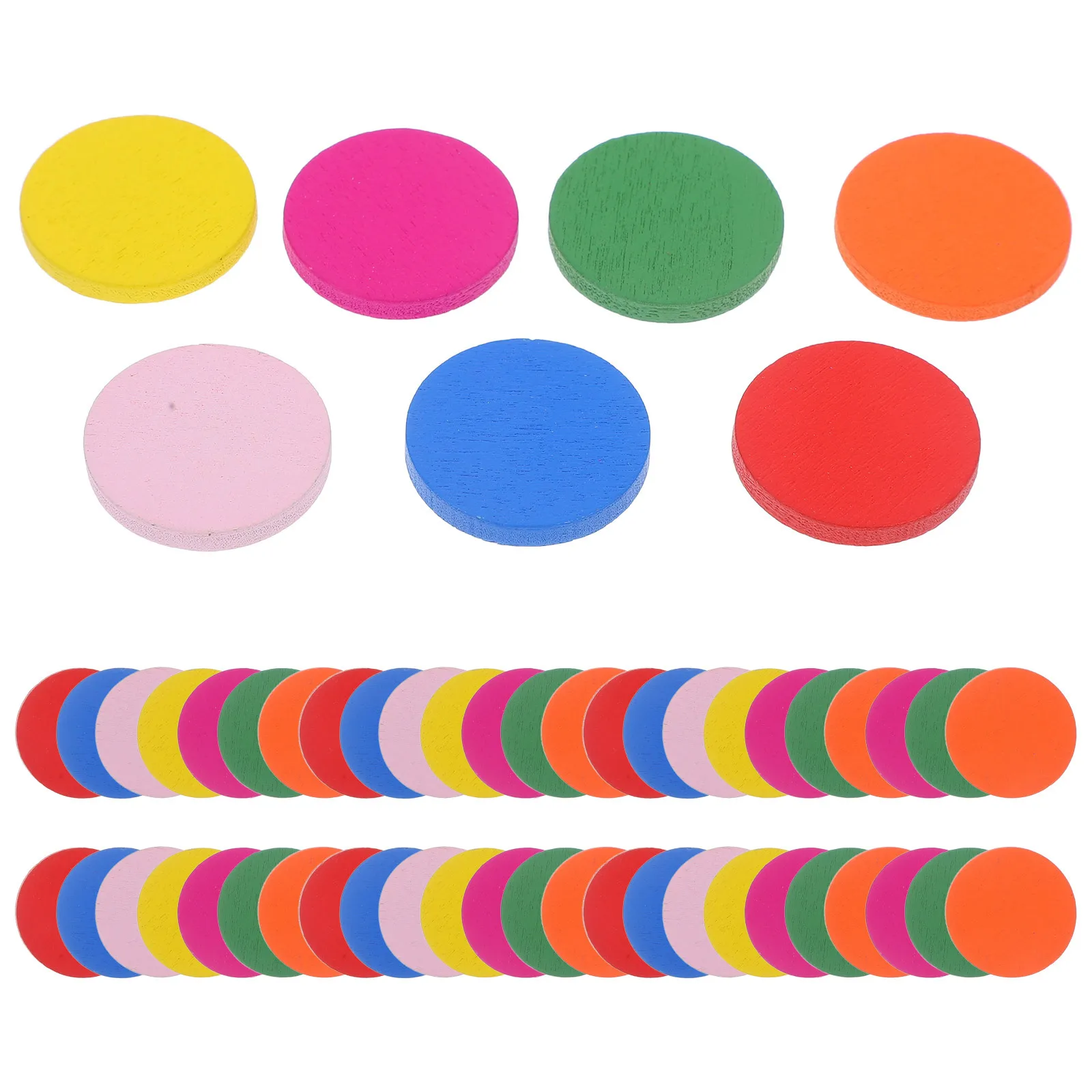 

50Pcs Colorful Wood Discs Round Pieces Premium Math Teaching Tools for Kids Classroom Learning Mathematics Educational Chips
