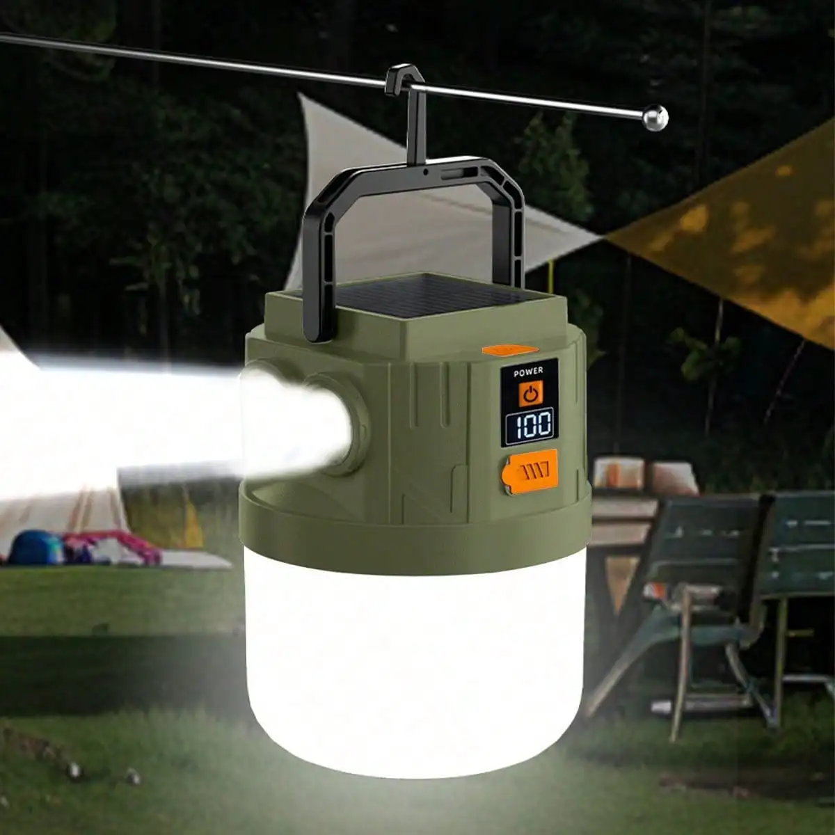1200mAh Portable Rechargeable LED Camping Light Solar Strip for Outdoor Hiking Emergency Power Outage Tent Hanging Light Bulb