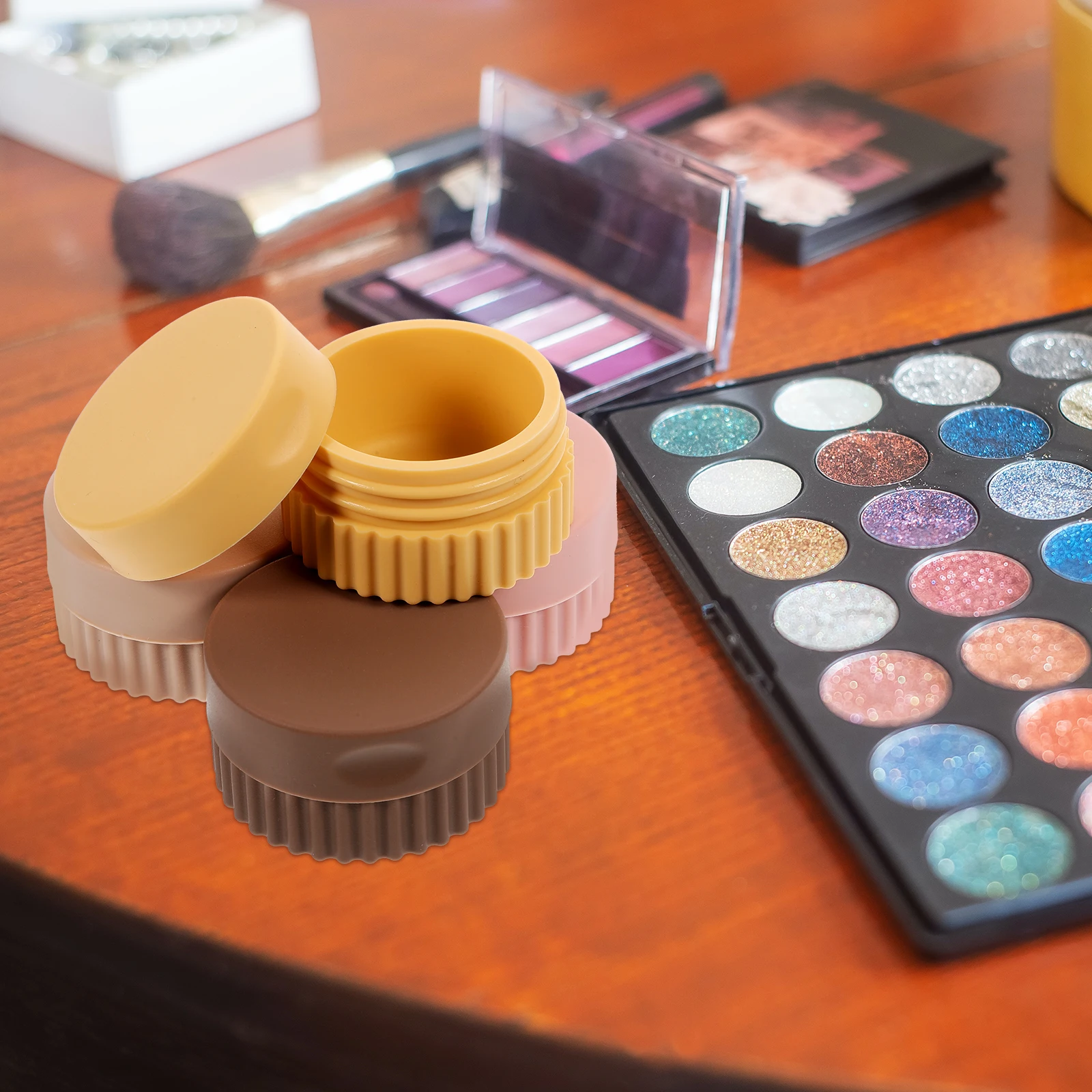 

4pcs Travel Containers Packing Boxes for Cosmetics Medicines Lotions Jewelry Dark Brown Orange Beige Pink Silicone No Leakage