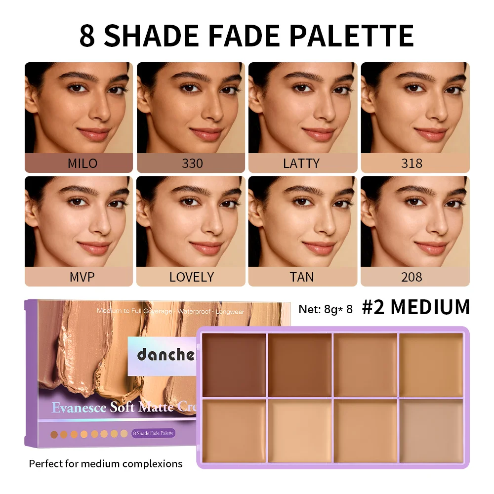 Concealer-Palette, wasserfest, langanhaltend, matt, feuchtigkeitsspendend, leicht, atmungsaktiv, mehrfarbige Concealer-Disk