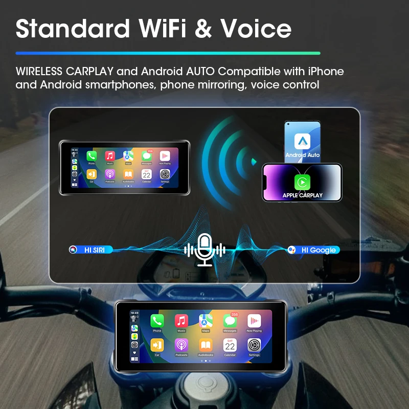 5/7 بوصة المحمولة دراجة نارية الملاحة اللاسلكية Carplay أندرويد السيارات مقاوم للماء المزدوج شاشة عرض بلوتوث 2K شاشة كاميرا