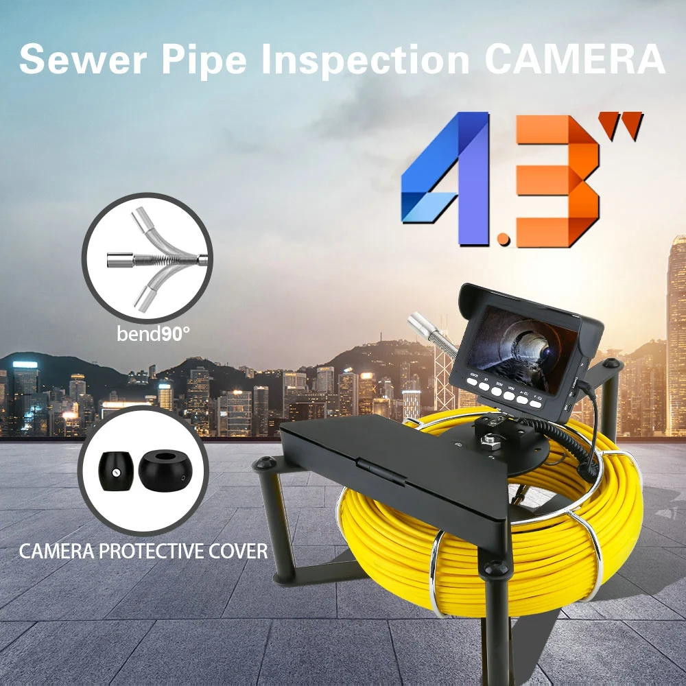

4.3" Sewer Camera 20M 17mm 1000TVL HD Pipe Inspection Camera 4500mAh DVR 16G Card 8 LED Industrial Endoscope for Plumber Drain