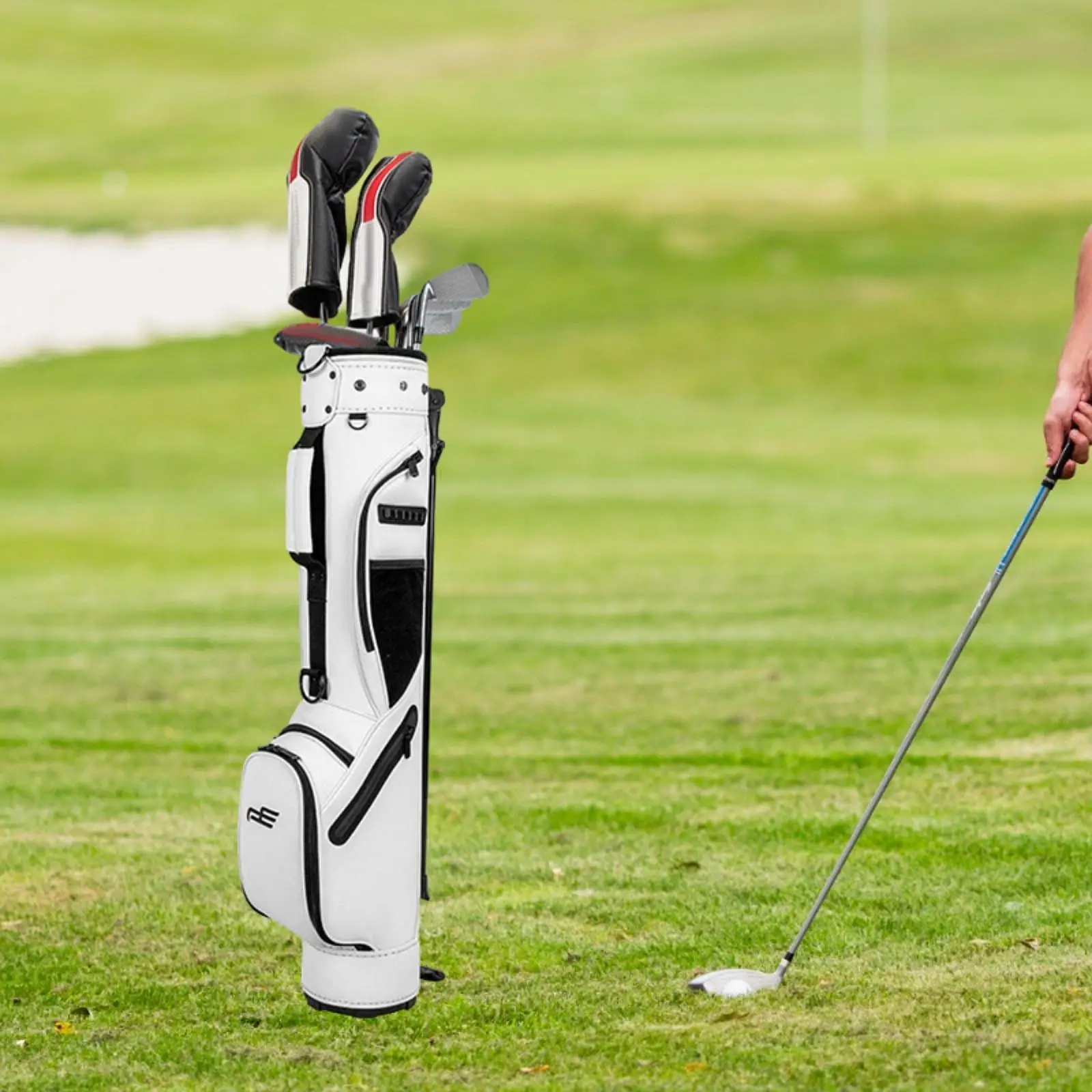 

Golf Stand Bag Club Divider Organizer Zippered Pockets Golf Cart Stand Bag