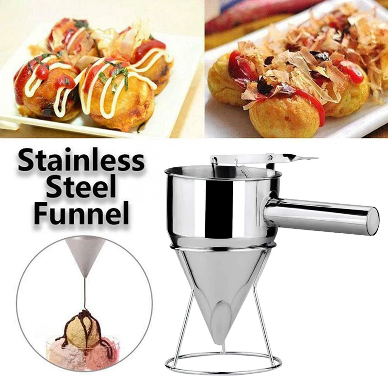 Edelstahl-Teigspender Mit Ständer – 1200 Ml, Für Pfannkuchen, Takoyaki & Backen, Lebensmittelecht