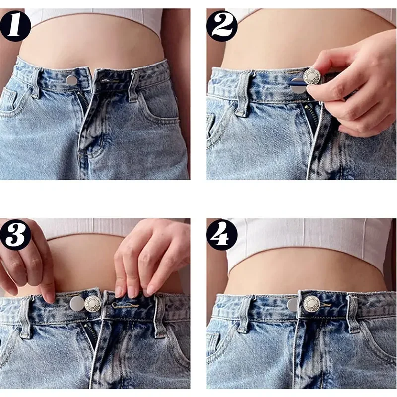 Unisex Retractable Waist & Collar Button Extender Set - Universal Instant Extension Solution for Jeans & Pants
