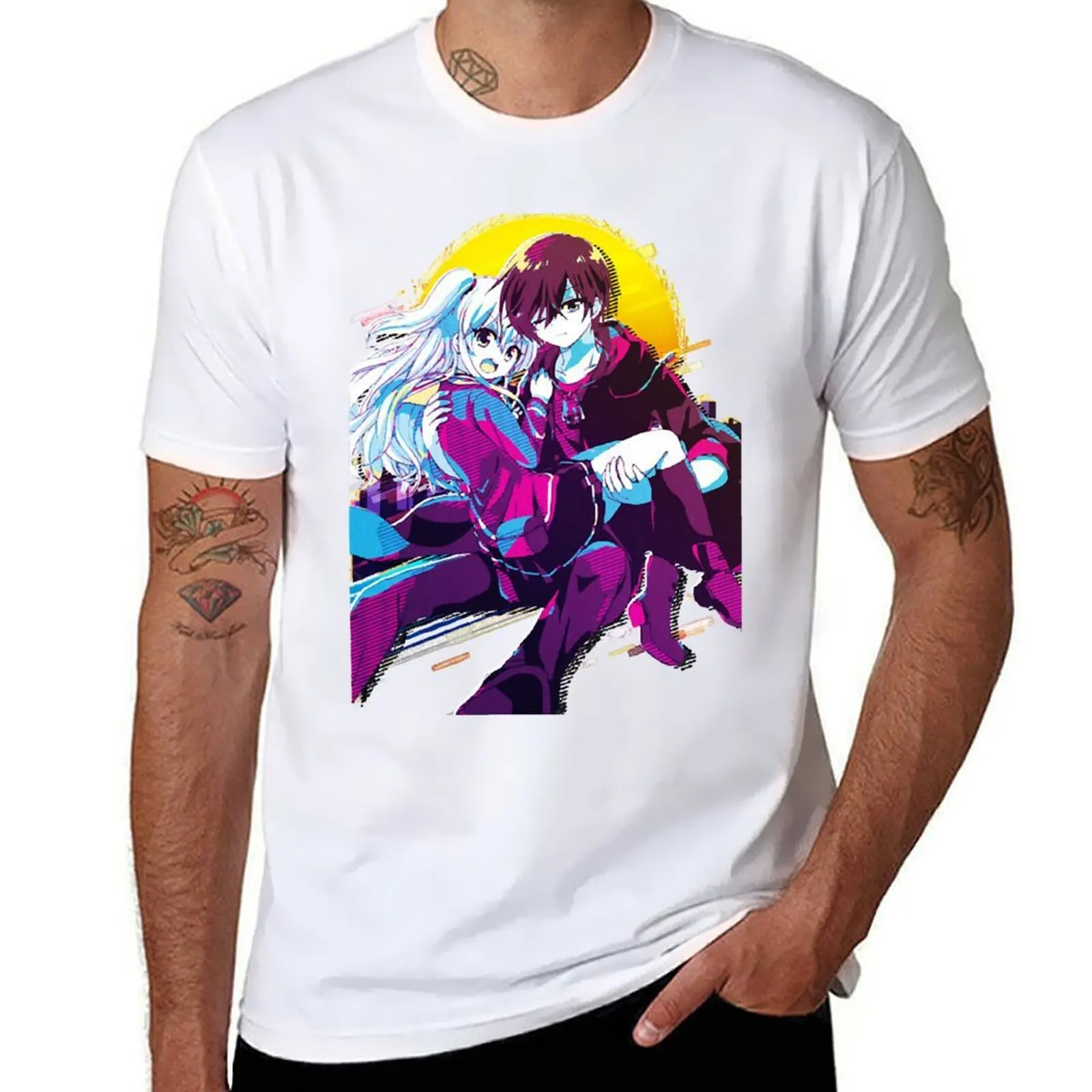 Футболка Nao Tomori x Yuu Otosaka, мужская футболка с рисунком, хлопковая футболка, футболка 100% Футболка Nao Tomori x Yuu Otosaka, мужская футболка с рисунком, хлопковая футболка, футболка 100%