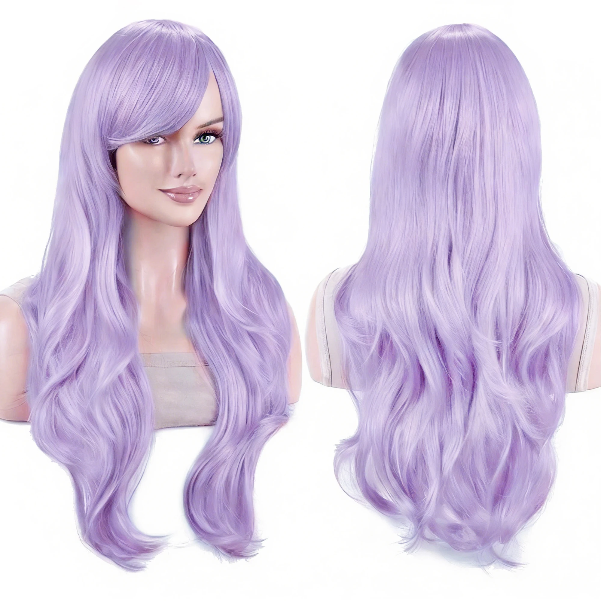 Peluca sintética ondulada violeta claro para cosplay de Lolita, pelucas de anime Mizore Shirayuki, peluca de lavanda para disfraz de Halloween de Nepgear para mujer