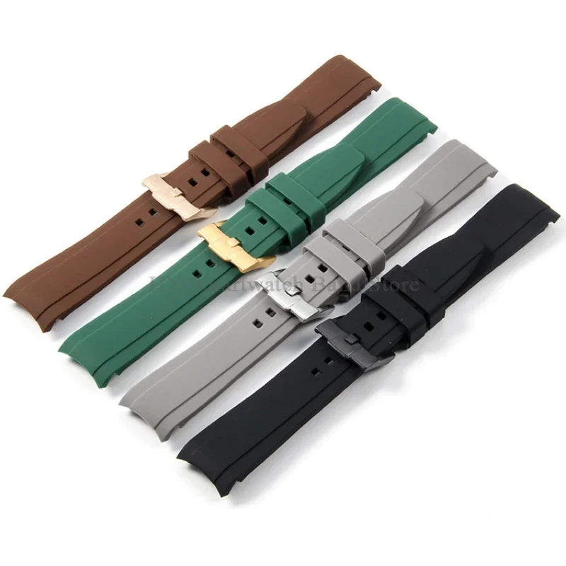 Correa de reloj de silicona de 20mm y 22mm para Swatch Blancpain para la serie Omega, pulsera de goma con extremo curvo, accesorios de pulsera deportiva