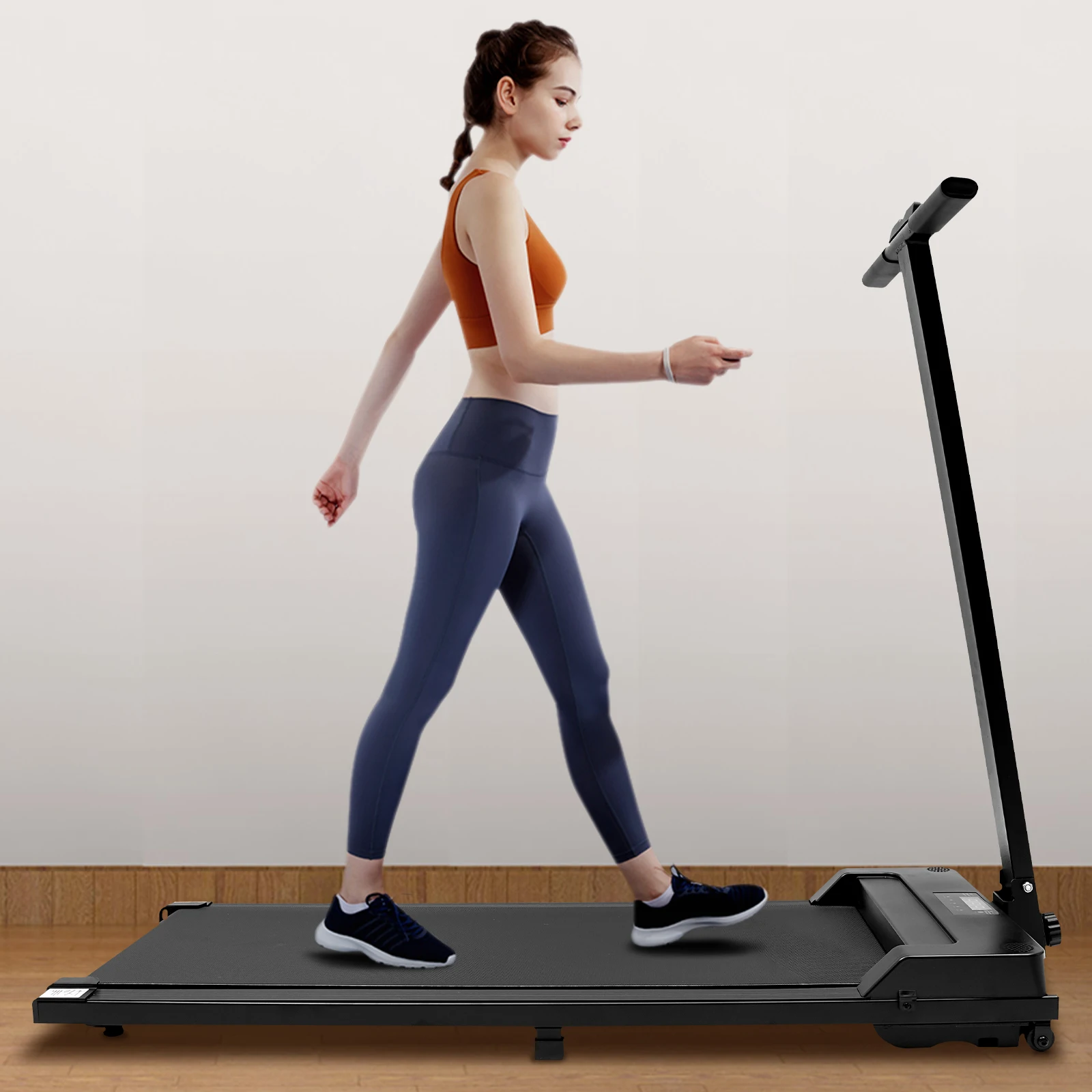 Treadmill Walking Treadmills 1-6km Flat Treadmill, Electric Treadmill w/Remote Control, Walking Pad Treadmill with LED