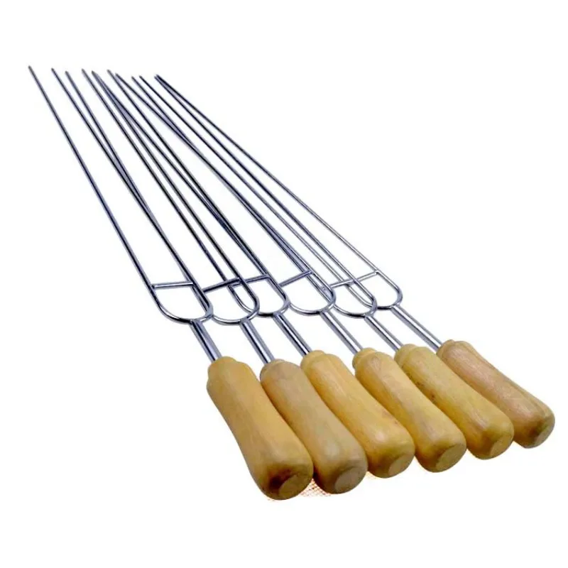 6pcs Stainless Steel U-Shaped Barbecue Brazing Fork Needle Grilling Skewers Double Prong Bbq Grill Outdoor Kitchen Accessories