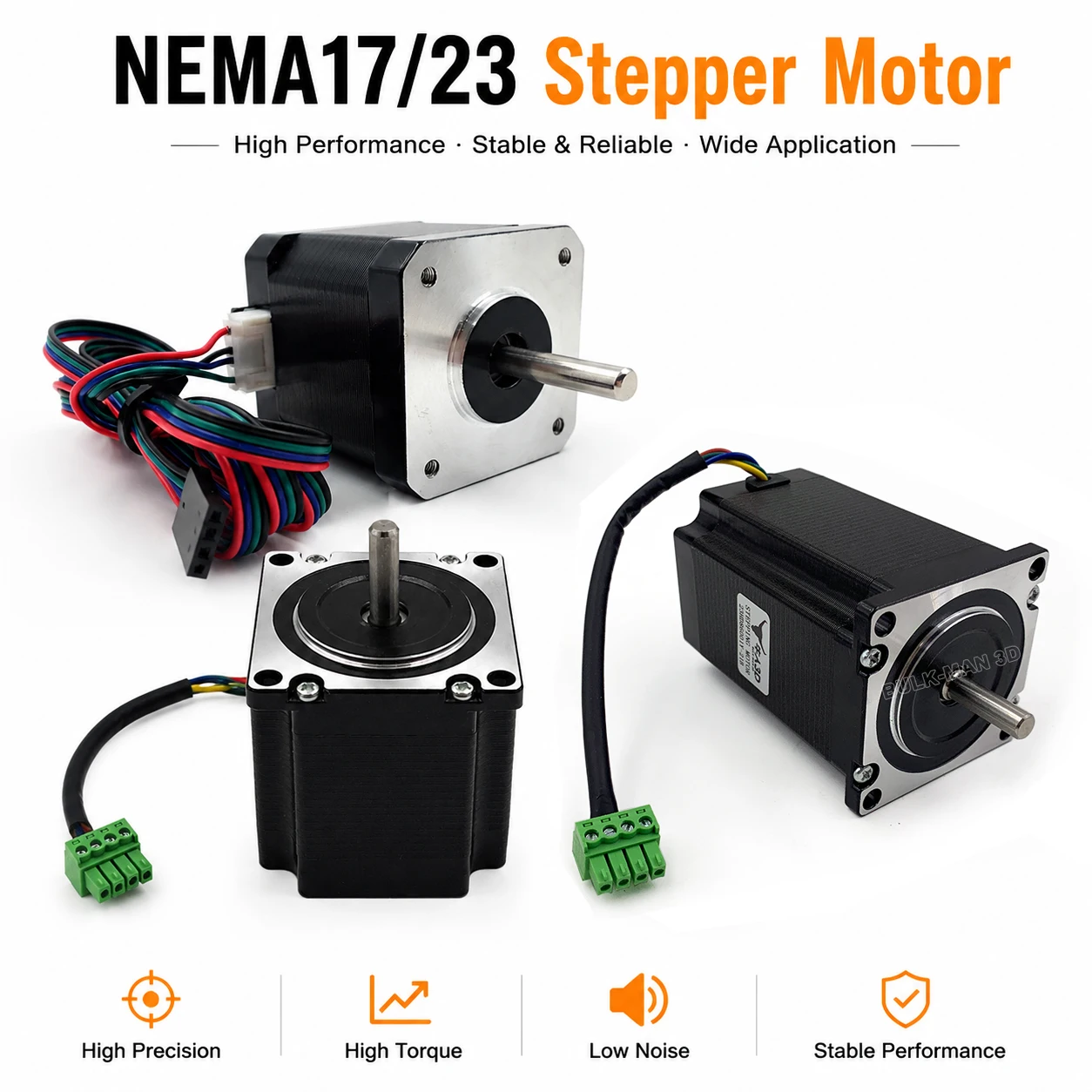 NEMA17 NEMA23 Stepper Motor 2 Phase 4 Wire 48mm 57mm 86mm 560mN.m 1.26N.m 2.45N.m Torque Shaft Motor for CNC Router Machine