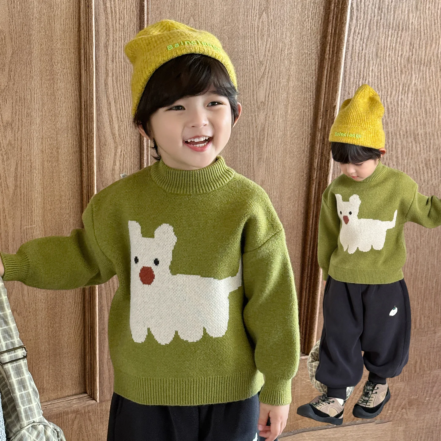 

2025 New Sweater Autumn/Winter Baby Sweater Thickened Boys' Round Neck Base Sweater