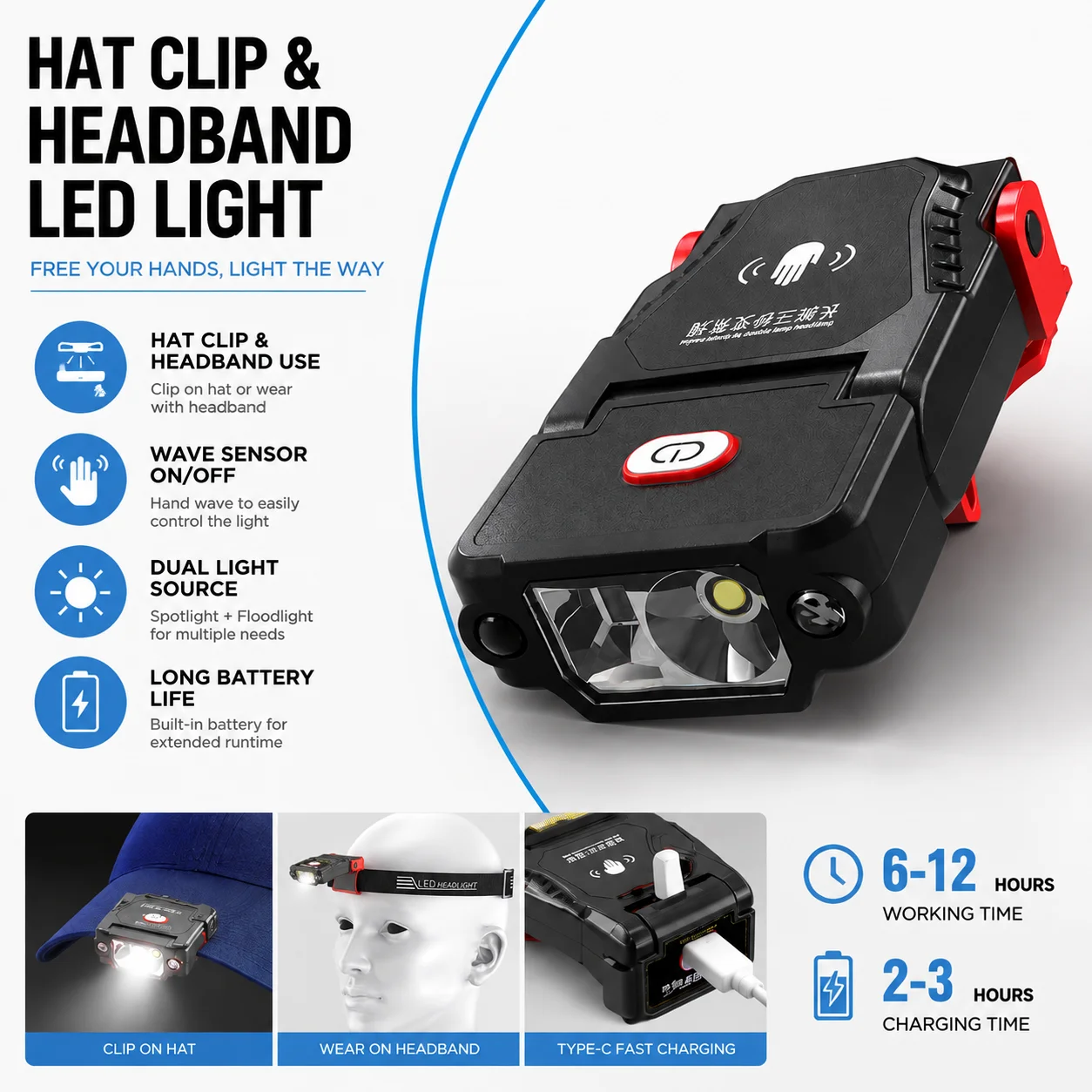 Taktische Tragbare Arbeitsleuchte EDC Taschenlampe Mini LED-Taschenlampe Outdoor Camping Wandern Werkzeug MOLLE Blitzlicht Wiederaufladbar