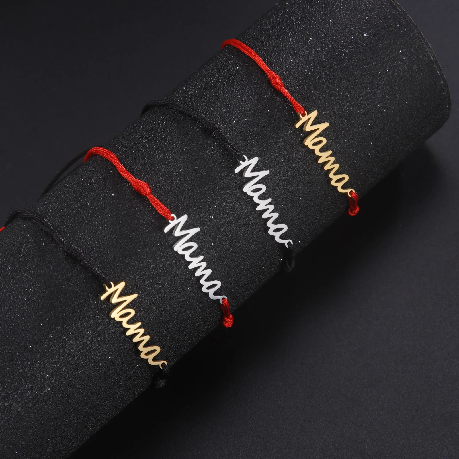 YIXIN Red Mama Letter Hand Braided Rope Bracelet for Women Fashion Stainless Steel Bracelets Mother's Day Gift Jewelry image 5