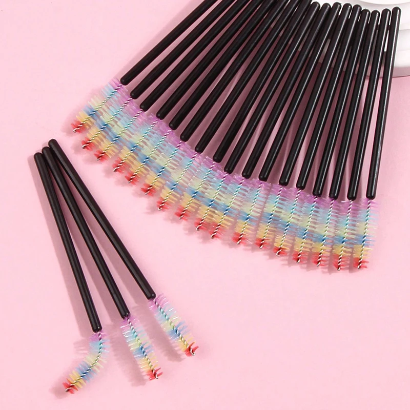 50pcs Colored Eyelash Brush Lash Mascara Wand Eyelash Curler False Lash Extension Tool Bendable Brow Brush Comb