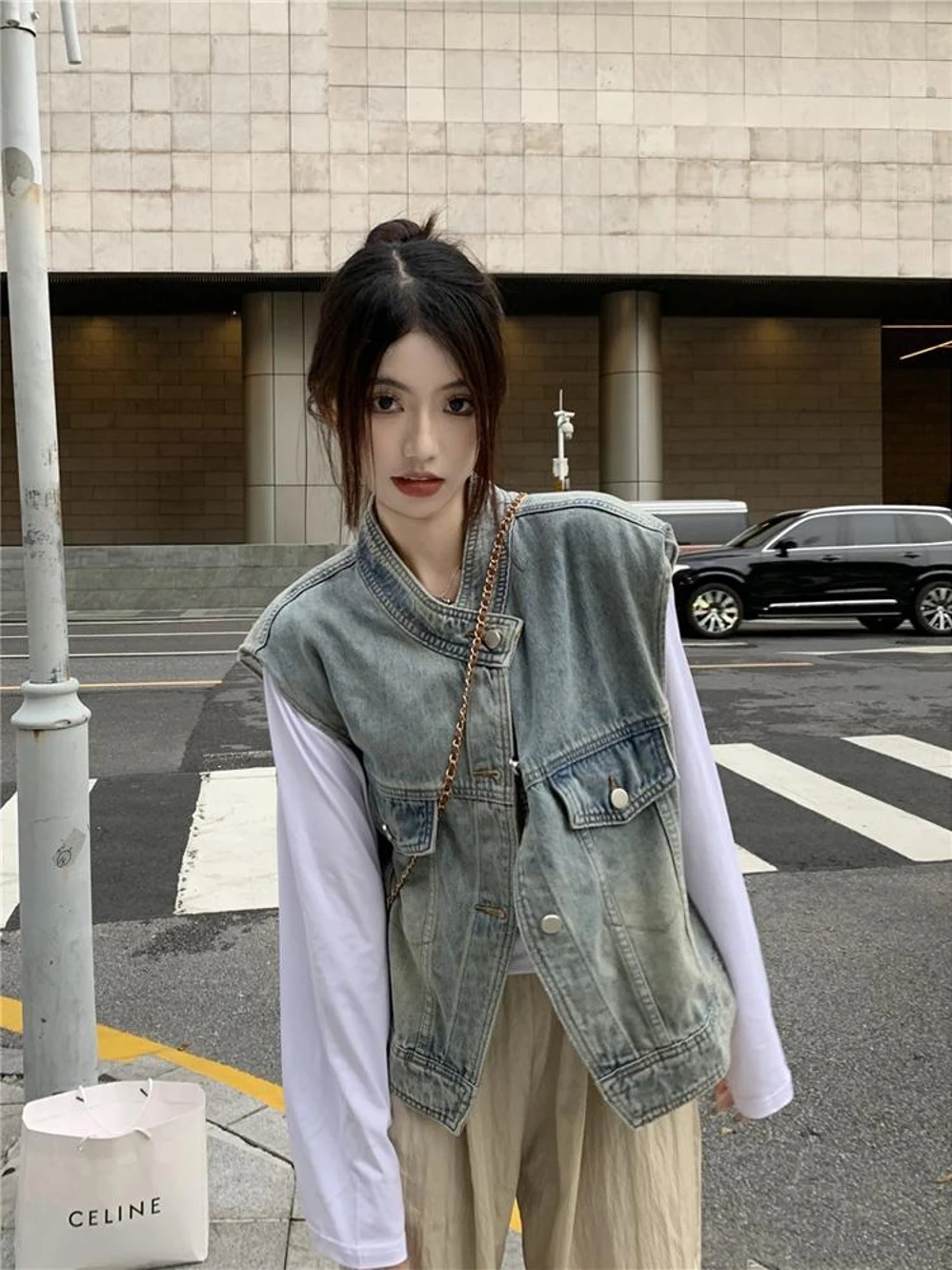 

Джинсовое пальто с розовыми цветами, женские осенние куртки-бомберы с воротником из смешанного флиса, мешковатые велосипедные субкультурные хипстерские расклешенные куртки, потертые