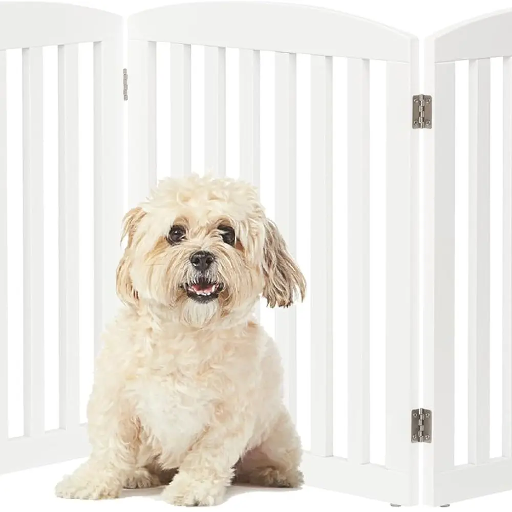 

Wooden Freestanding Foldable Pet Gate for Dogs, 24 inch 3 Panels Step Over Fence, Dog Gate for The House, Doorway, Stairs, Extra