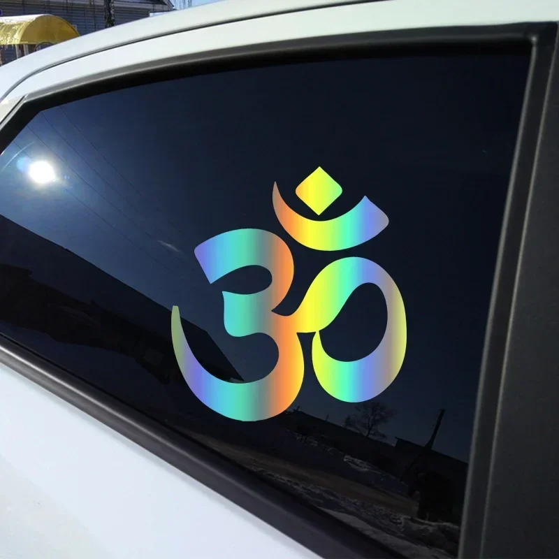 Om (Aum) 심볼 다이 컷 비닐 데칼 자동차 스티커, 방수 자동차 장식, 차체 범퍼 후면 창 노트북 크기 선택