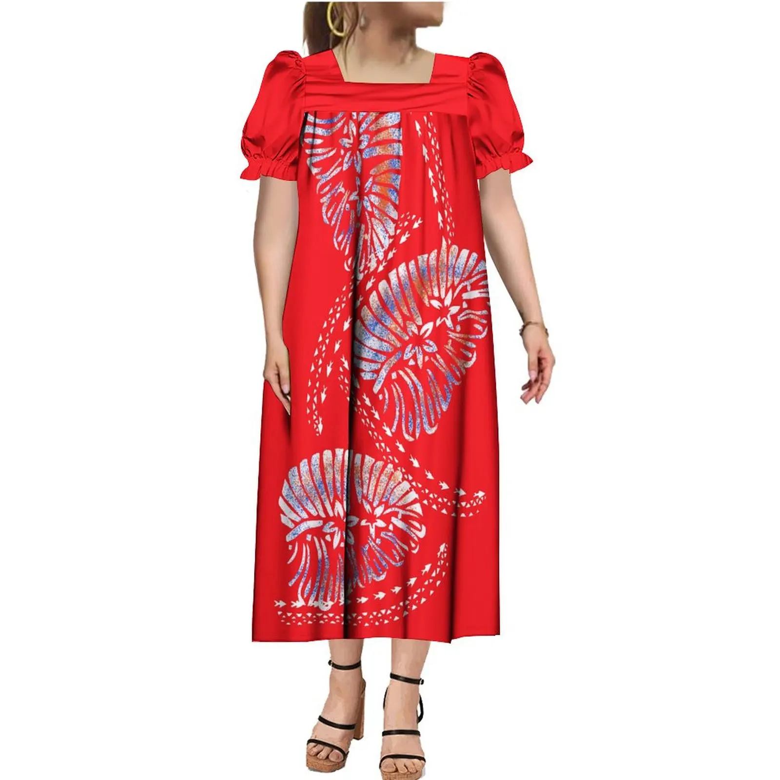 2024 Fashion Mumu Women'S Dress Micronesia Features Ethnic Party Maxi Dress With Men'S Aloha Shirt Floral Couple Suit