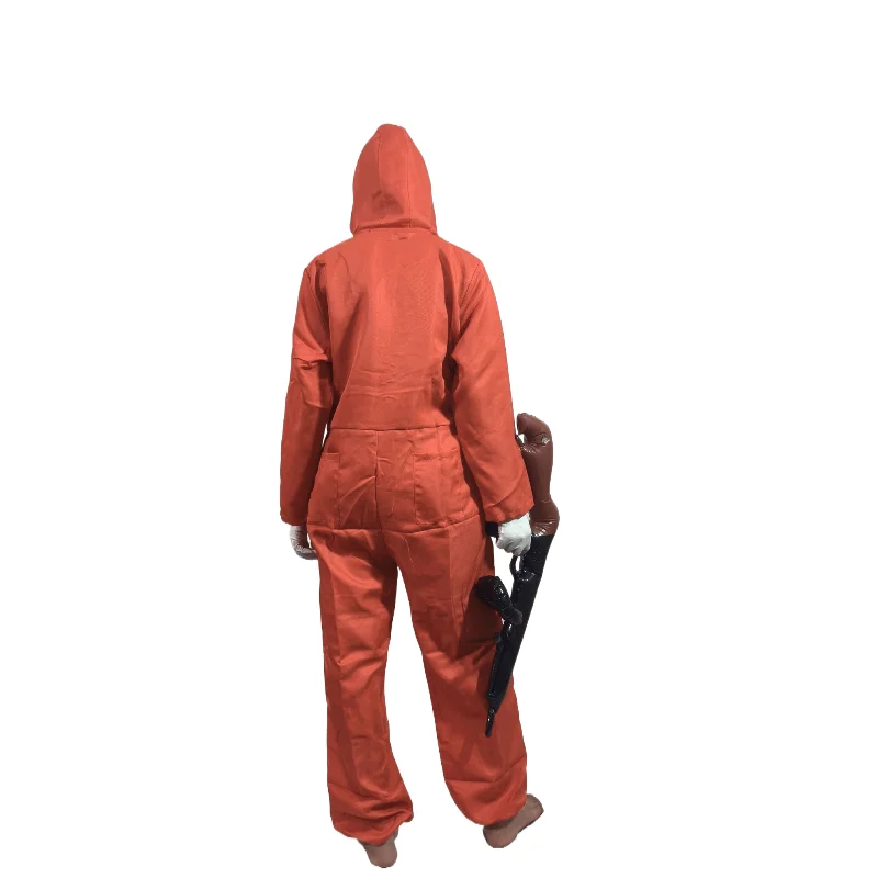 Anime Unisex Volwassenen Meisjes Man Rode Jumpsuit Masker Kostuum Met Kap Kostuum Voor Halloween Cosplay Robber Party Pak 115-3xl Maat