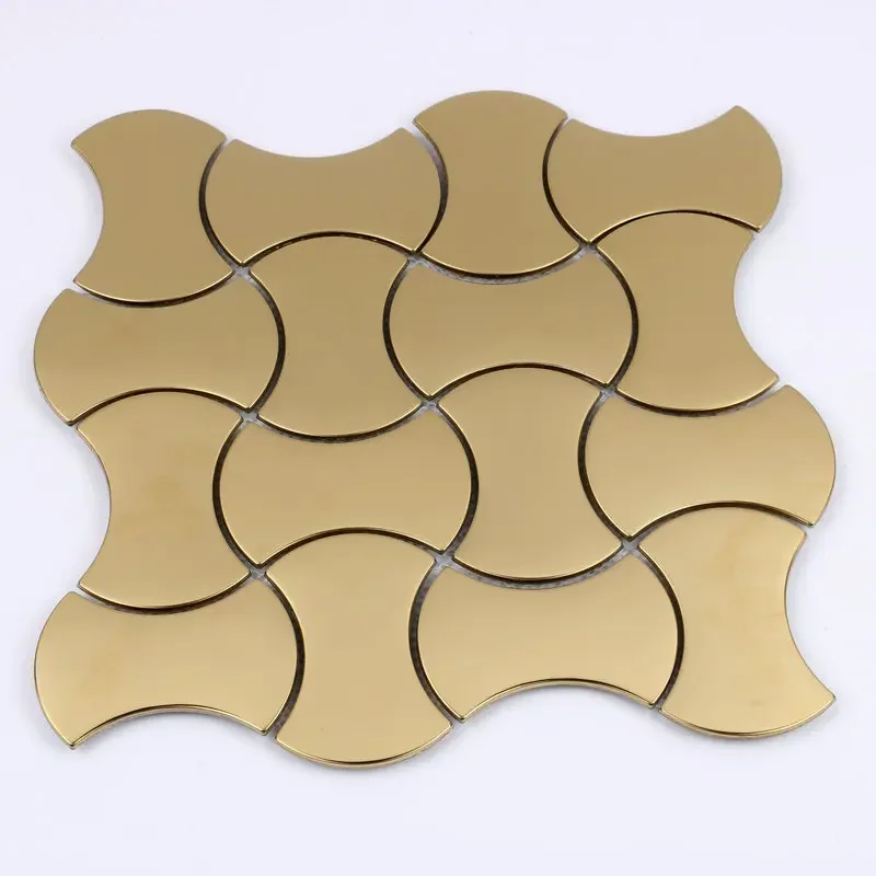 

Luxury Royal Style Bone shaped Mirror Gold Metal Mosaic Tile, Kitchen Backsplash bathroom Wall Tile Cabinet Home Decor