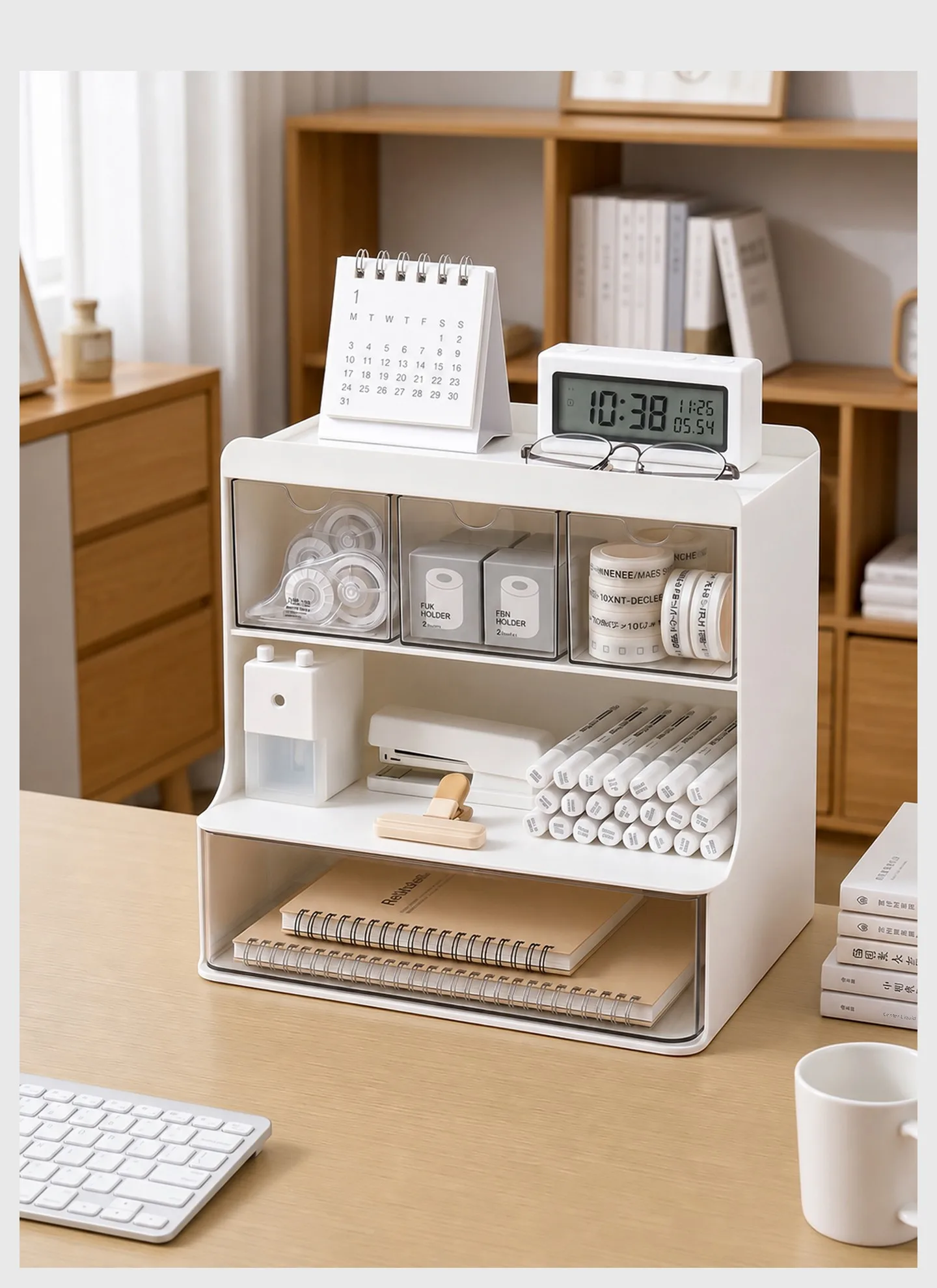 Desktop Drawer-Style Multi-Layer Plastic Organizer for Office & Student Desks — detail 9