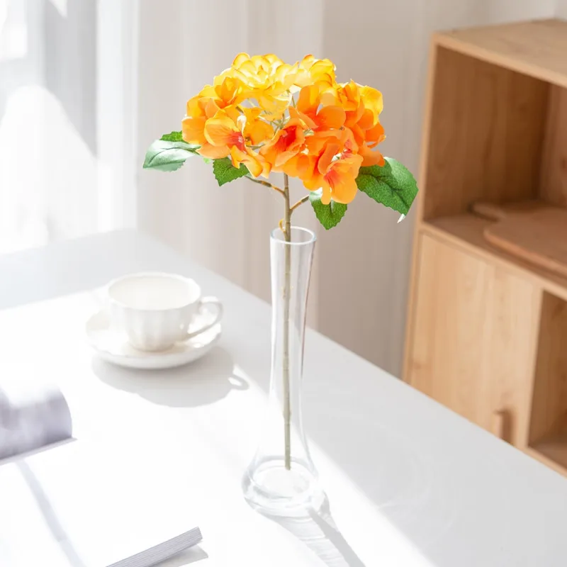 6 Stück Künstliche Blumen, Kunstseiden-Hortensien, Brautstrauß, Hochzeitsdekoration, Wohnzimmer-Tisch-Accessoires, Garten-Festival, Günstig – Detail 9