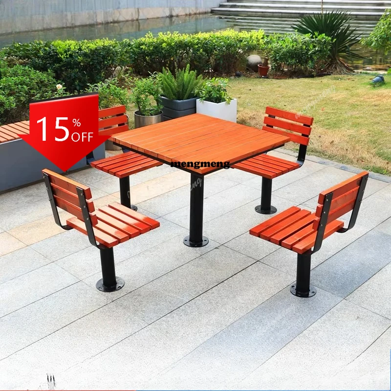 

Уличный шахматный стол и стулья 01A: Комбинированный комплект для отдыха на открытом воздухе, стулья для общественных площадей и сиденья у деревьев