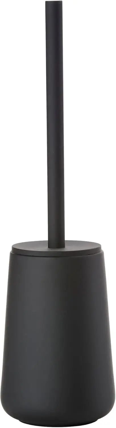 

Ceramic Toilet Brush with Holder Set - Soft Touch Coating, Modern Bathroom Accessory for Easy Cleaning and Space Saving, Black
