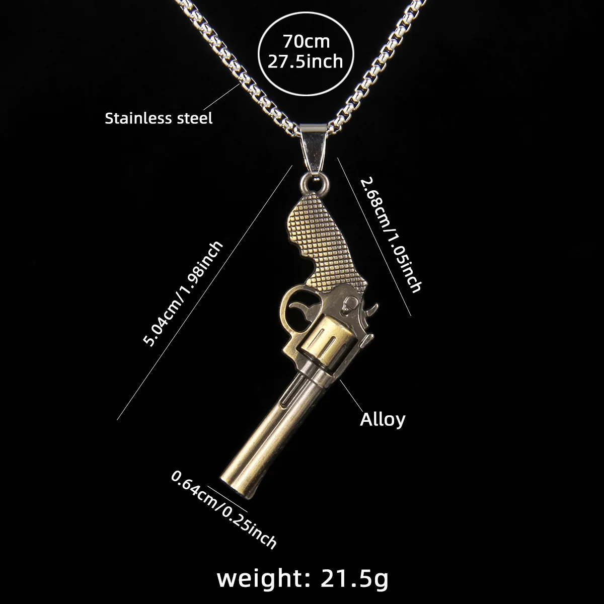 Necklace For Men Fashion Commuter Model Metal Revolver Stainless Steel Necklaces Hip-hop Fashion Niche Chain Man