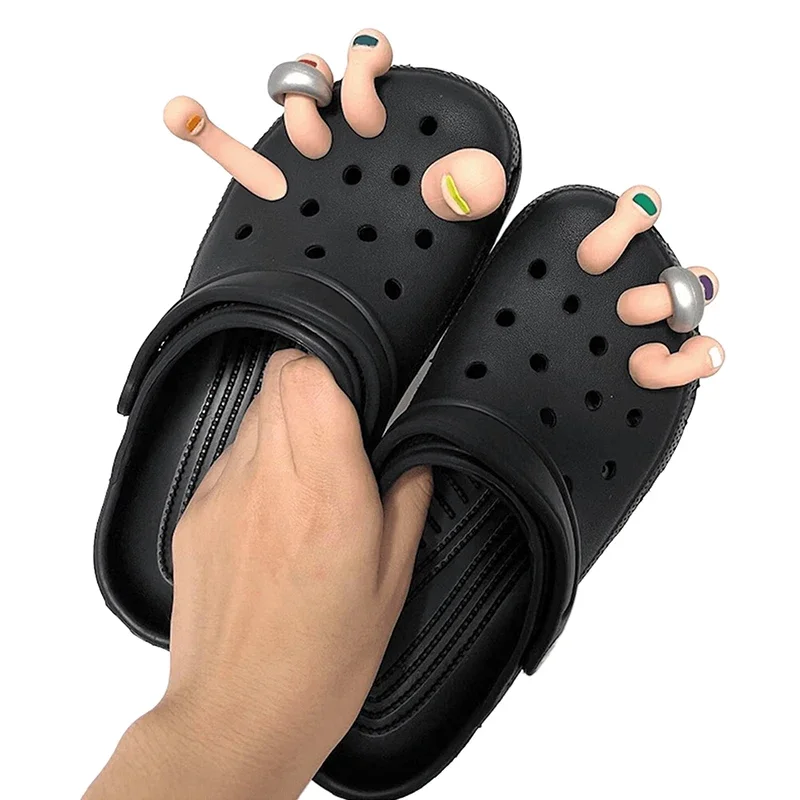 3D Creative Fingers For Crocs Shoe Decor Accessories Toe Charms For Crocs Funny Simulation Foot Thumb Shoe Charms Decoration