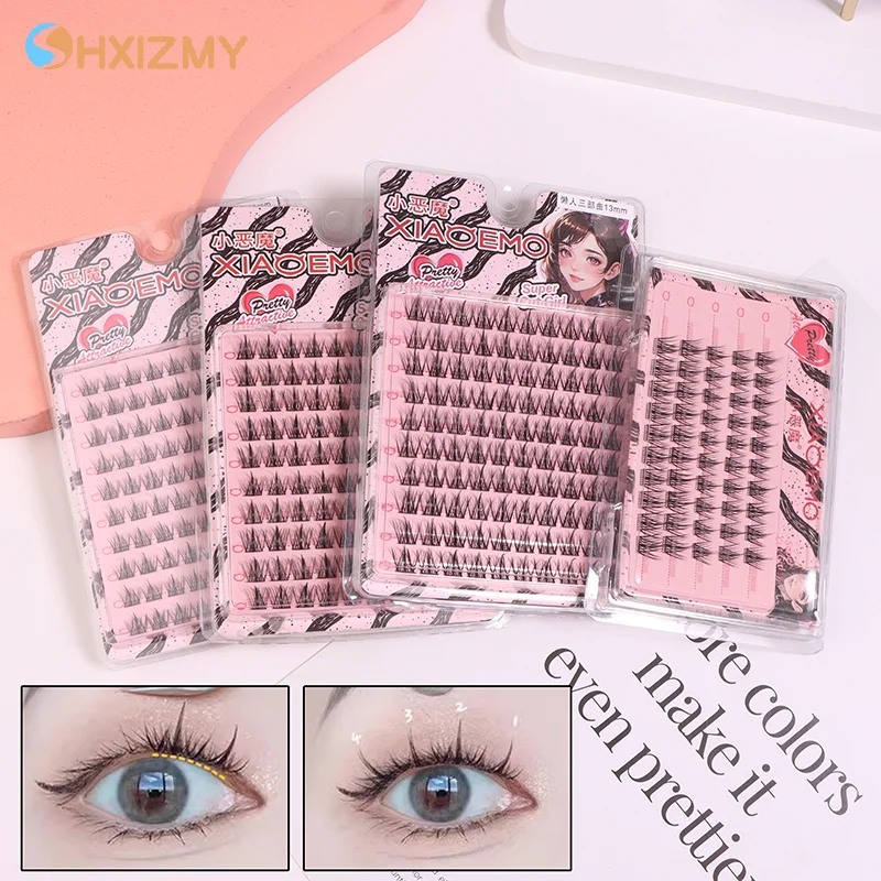 Soft Grafting Fake Lashes 5/10 Rows Black Stems False Lashes V-Shape DIY Eyelash Extension Women Reusable Lash