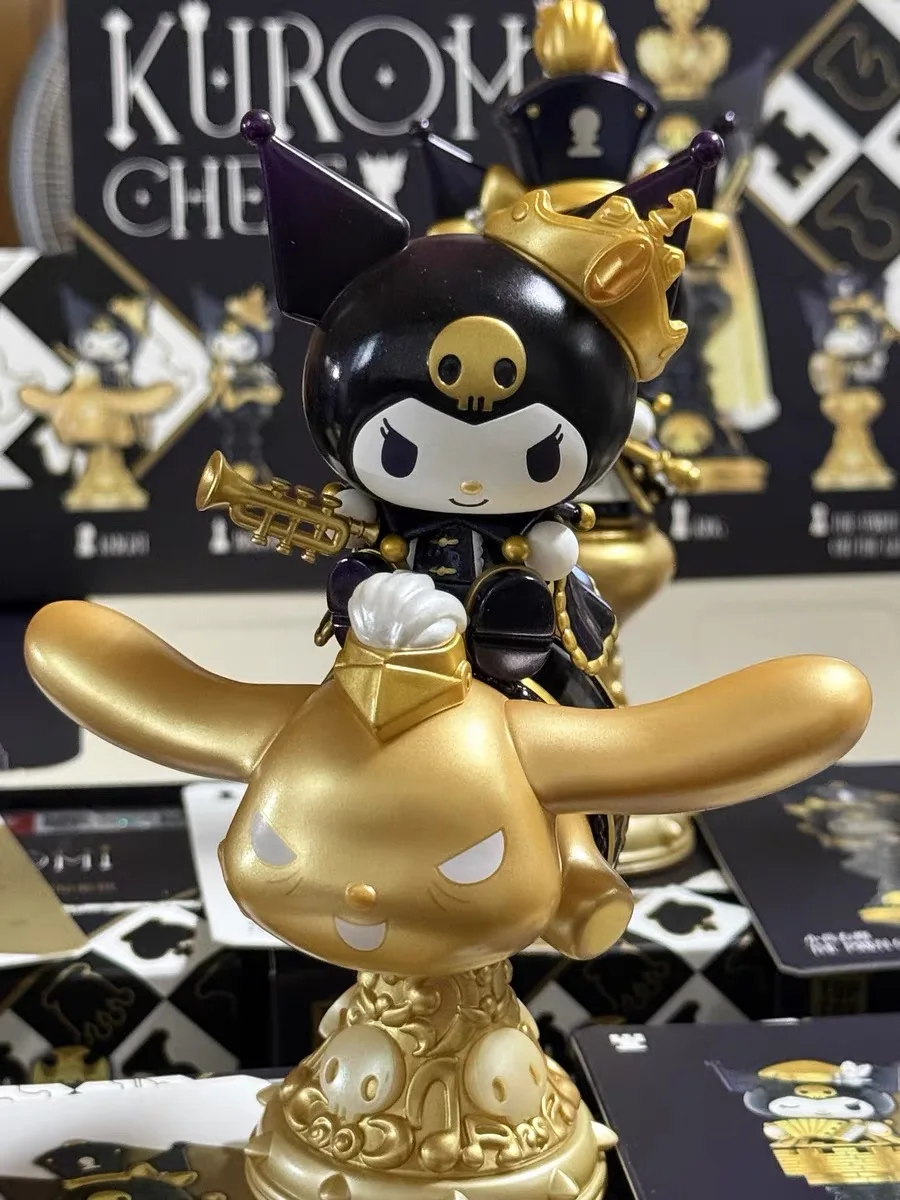 Figurines de dessin animé Sanrio authentiques, série Kuromi, poupées d'échecs Kuromi, boîte mystère, ornements de chambre mignons, jouet cadeau d'anniversaire pour filles