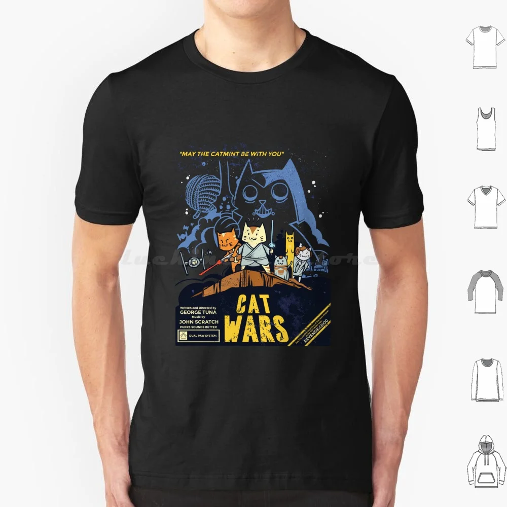 Camiseta de algodón de sable de luz para hombre y mujer, camisa divertida con diseño de gato de Star Wars, ideal para cumpleaños, 6xl