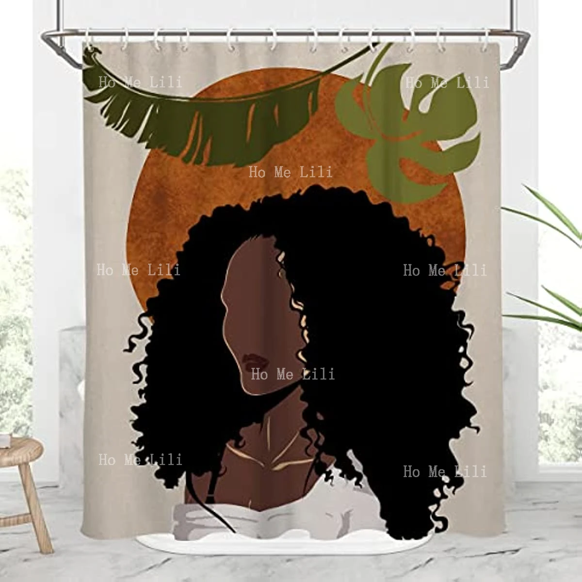 Black Girl Print Waterproof Fabric African American Afro Woman Lady Home Futuristic Design Art Shower Curtain For Bathroom Decor