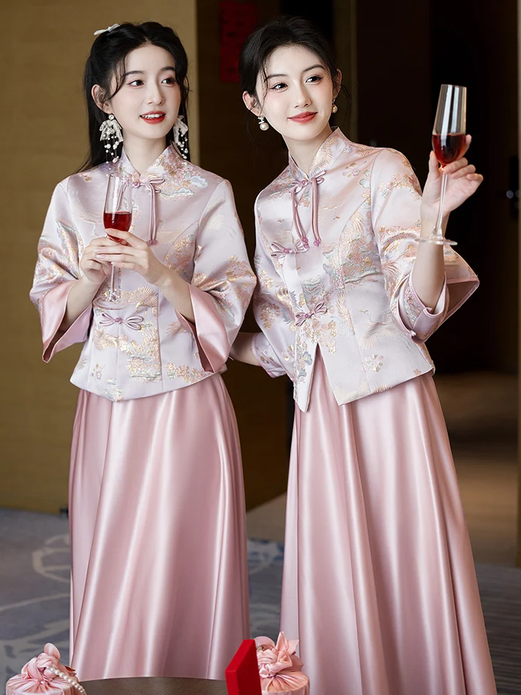 

Thiened Long Sve Maids of Outfits Women's Chinese Sle Retro Sensation Sister up Maids of Traditional Co...