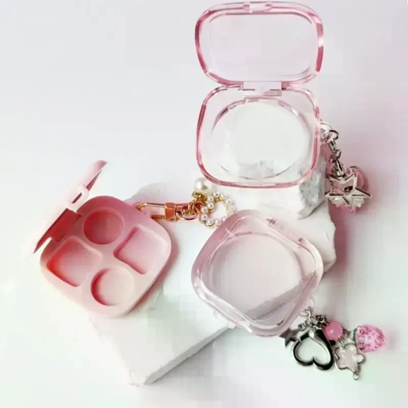 Leeres Licht, 4 Fächer, rechteckig, Lidschatten, Lippenstift, Concealer, Pulverbox, Kosmetikverpackung für DIY-Lidschattenkosmetik mit Loch