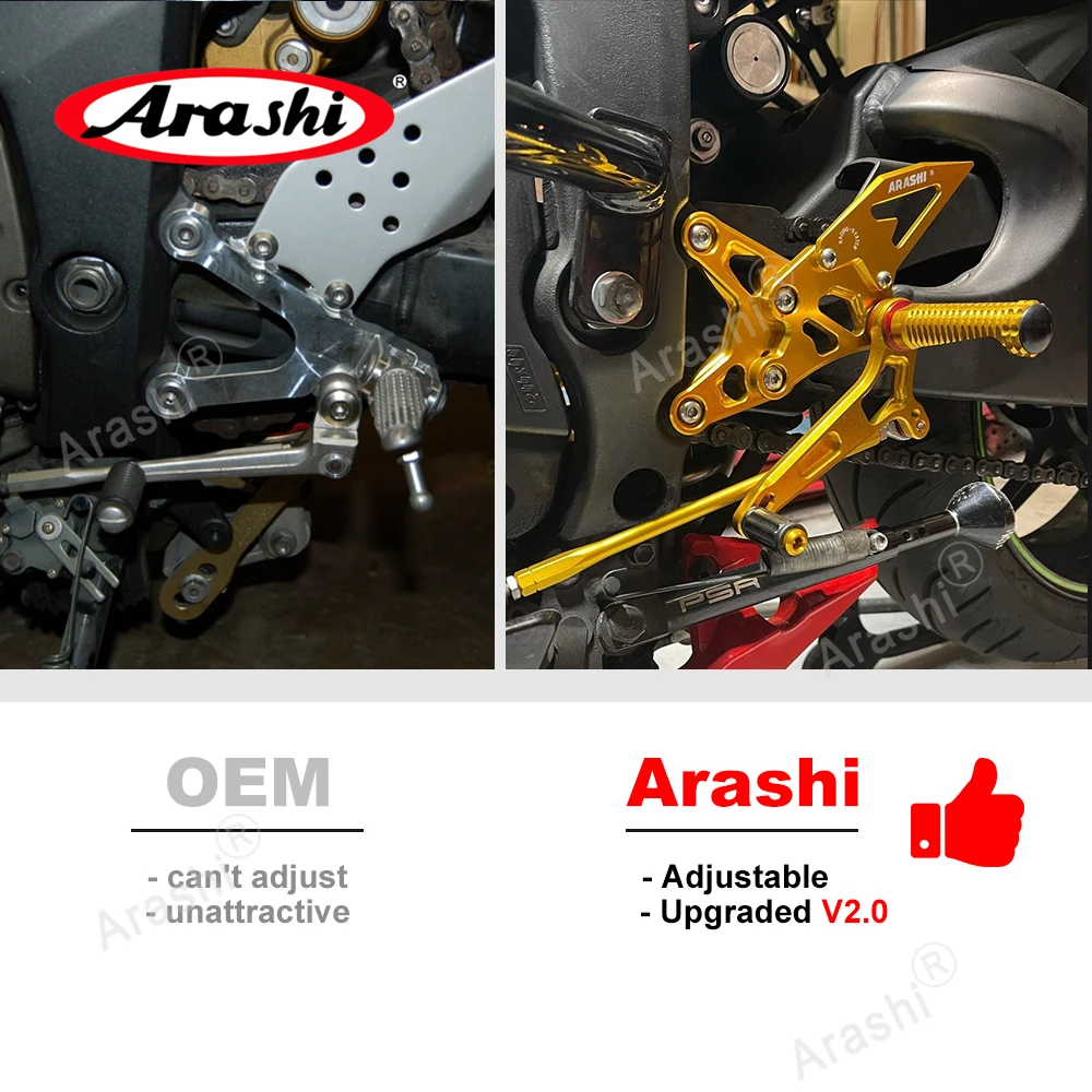 Arashi CNC Adjustable Footrests For SUZUKI GSXR 600 750 2006 - 2022 Foot Pegs Footrest Rearset GSX-R GSXR 600 750 2010 2011 2012